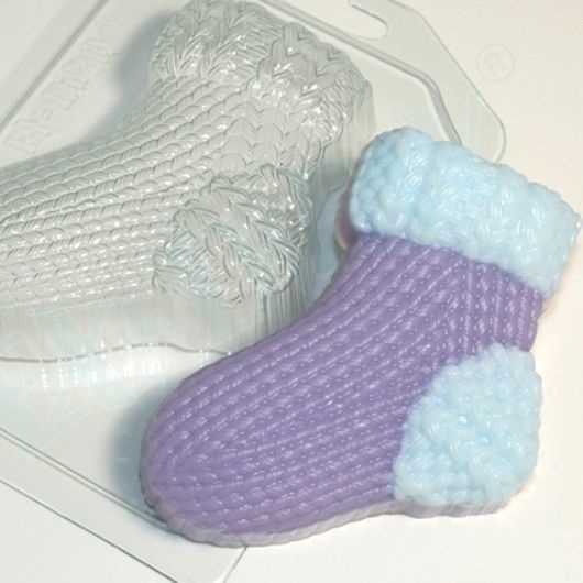 Носок вязаный левый — форма пластиковая для мыла