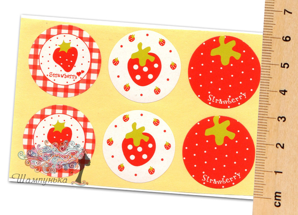 Strawberry — наклейка декоративная, 6 шт.