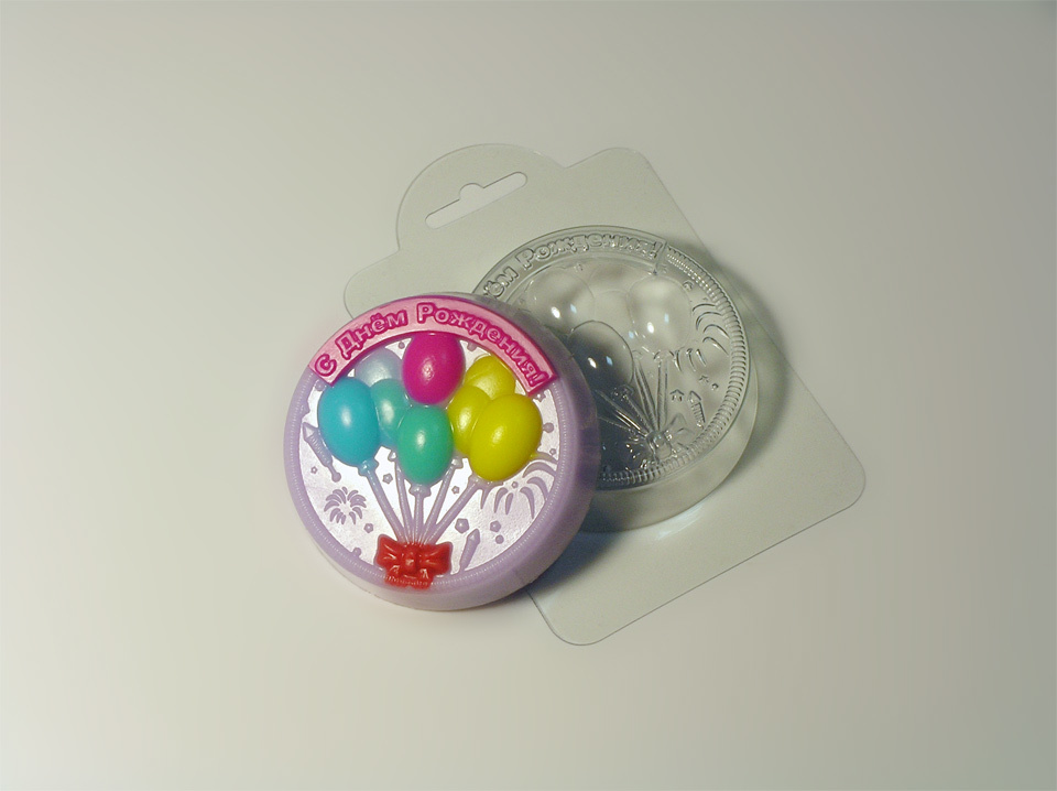 С Днем Рождения! (круглое) — форма пластиковая для мыла