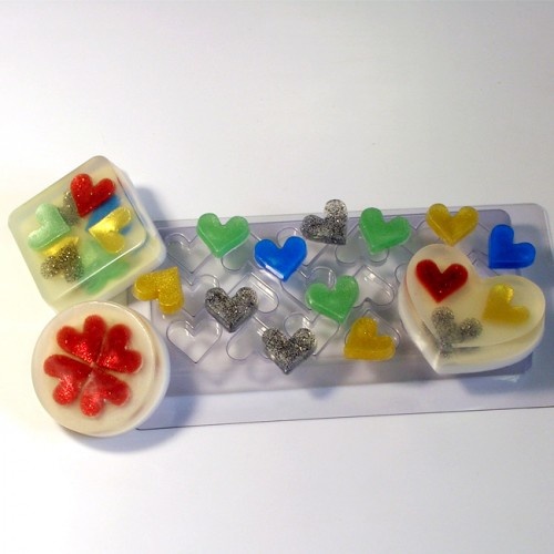 Сердечки — мульти-форма пластиковая для мыла