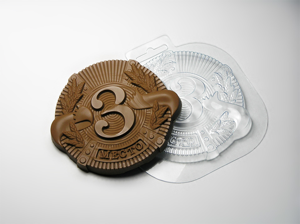 Медаль «3 место» — форма пластиковая для шоколада