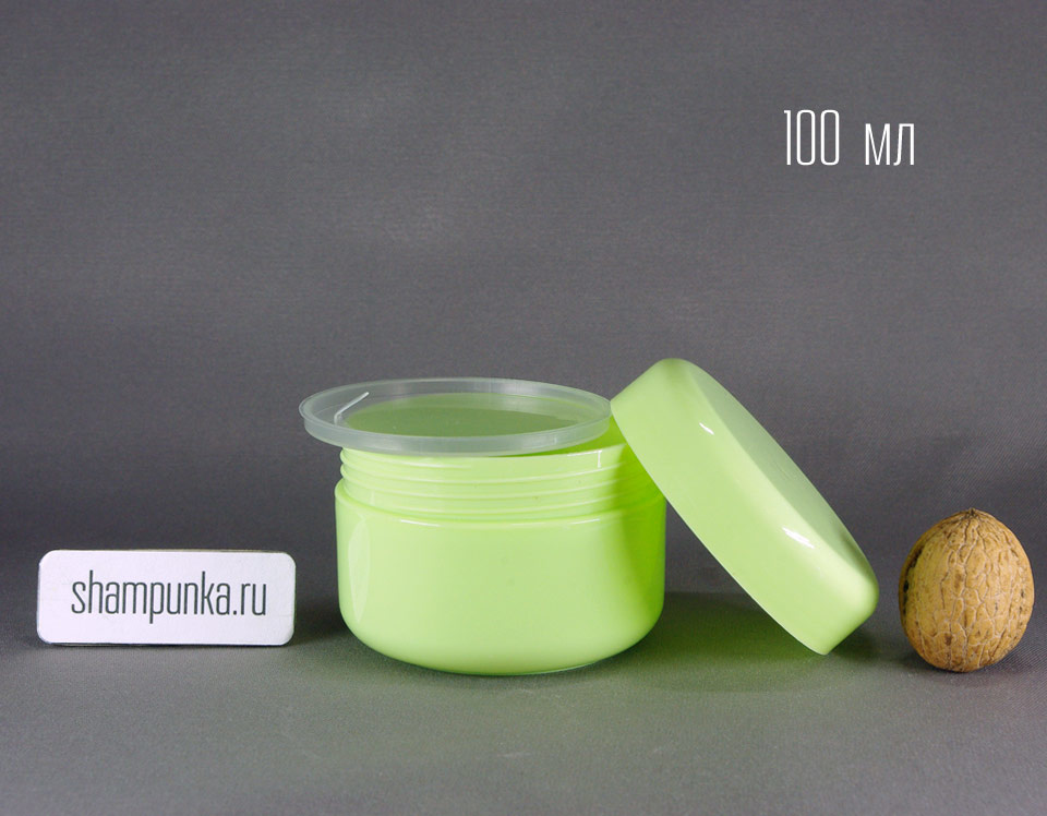 Баночка для крема зеленая 100 мл (пластик)