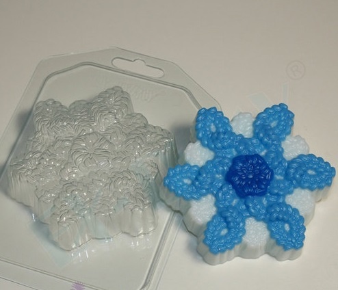 Снежинка вязаная — форма пластиковая для мыла