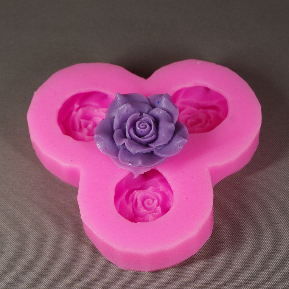 Роза Милена трио 3D — форма силиконовая для мыла