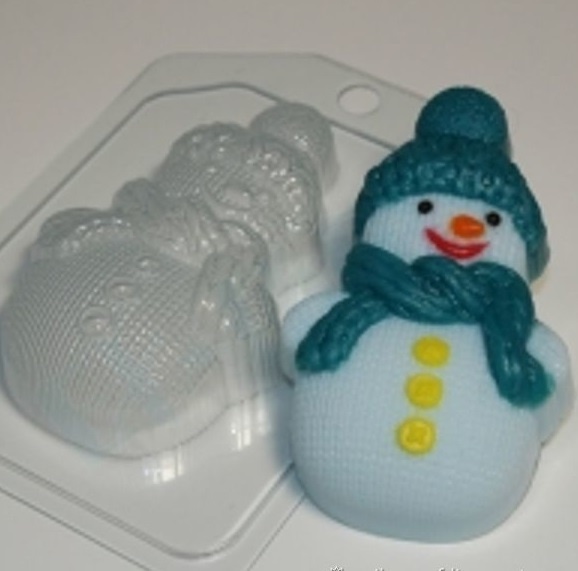 Снеговик вязаный — форма пластиковая для мыла