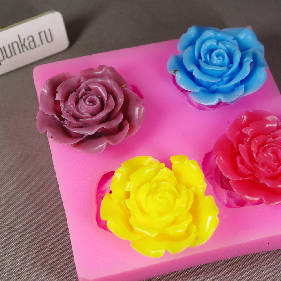 Роза Тициана квартет 3D — форма силиконовая для мыла