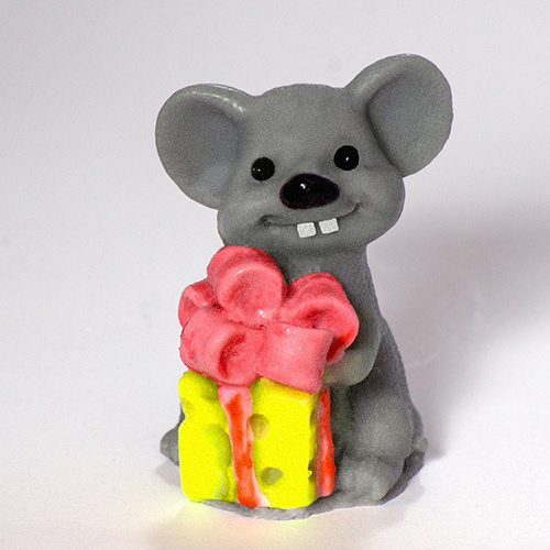 Мышка с подарком 3D — силиконовая форма для мыла
