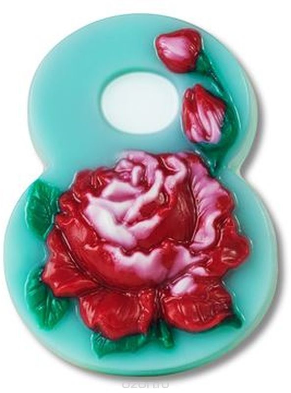 Восьмерка с розой — форма пластиковая для мыла