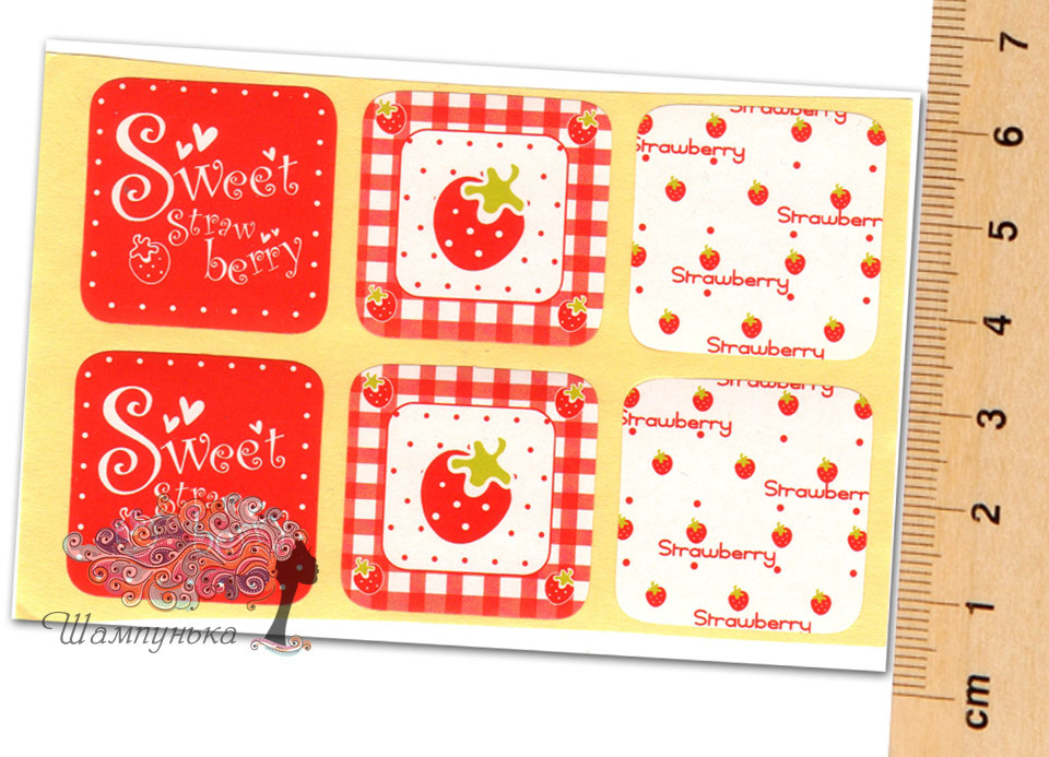 Sweet strawberry — наклейка декоративная, 6 шт.