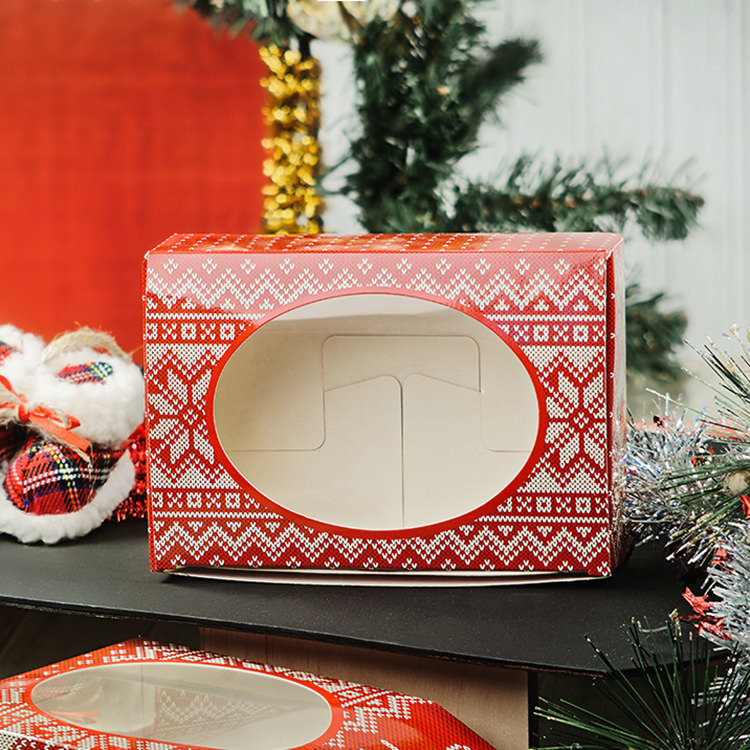 Скандинавская коллекция (красная) — коробочка подарочная с окошком (15,5*11*4 см)
