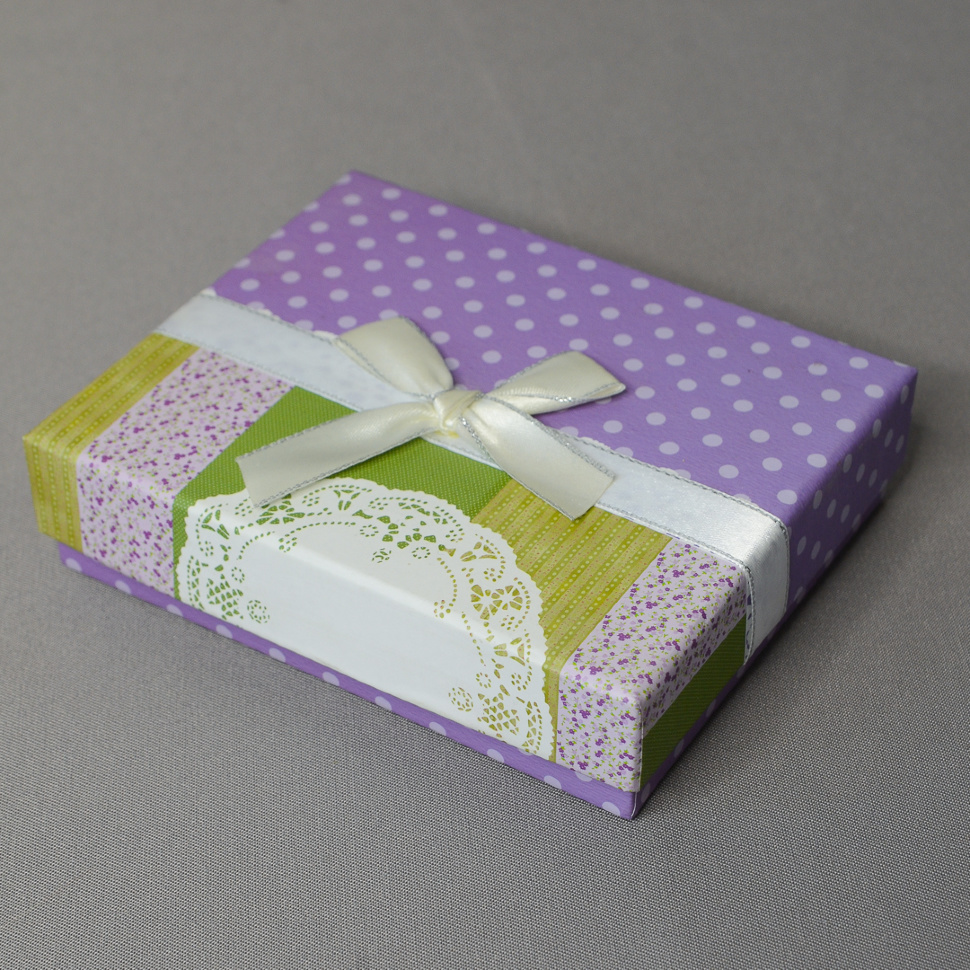 Горошки и кружева - коробочка подарочная (13,8*11,2*3,5 см)