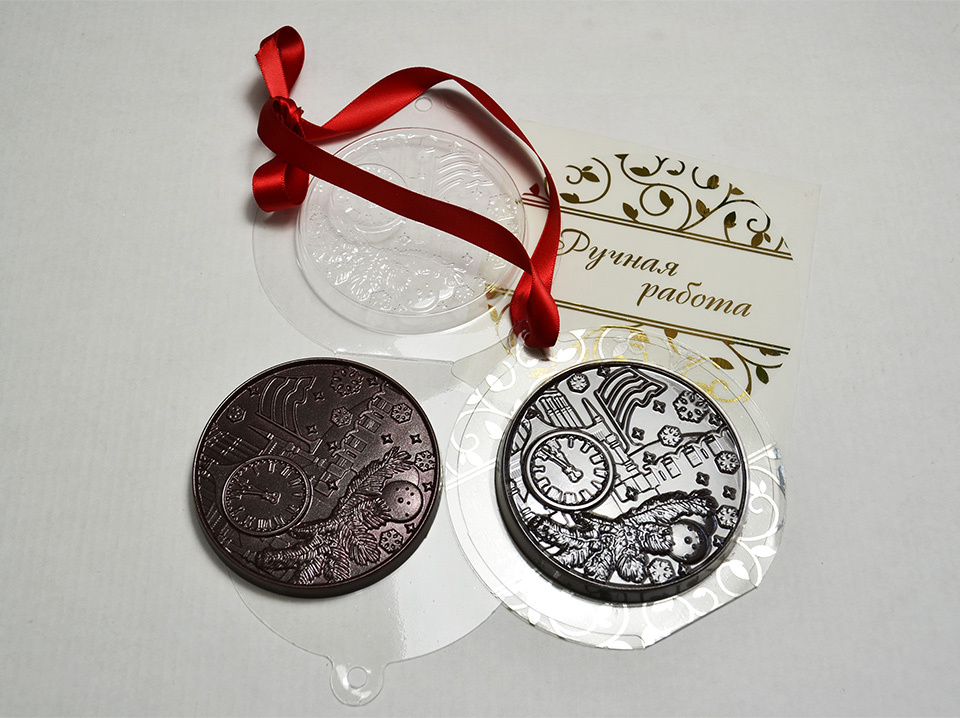 Медаль Новогодняя №1 — форма пластиковая для шоколада