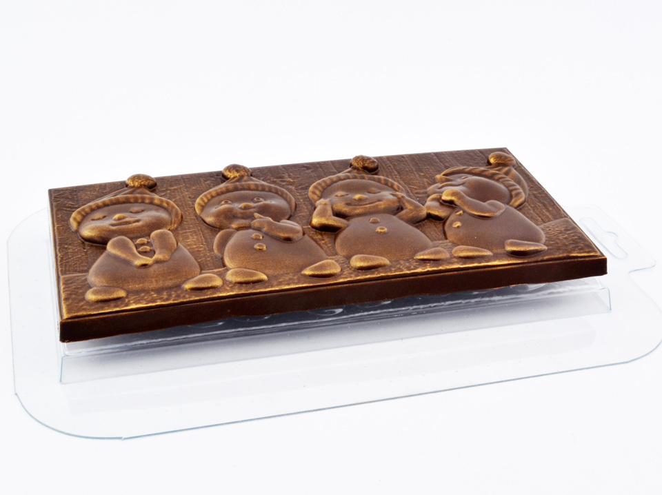 Плитка Снеговички - форма пластиковая для шоколада