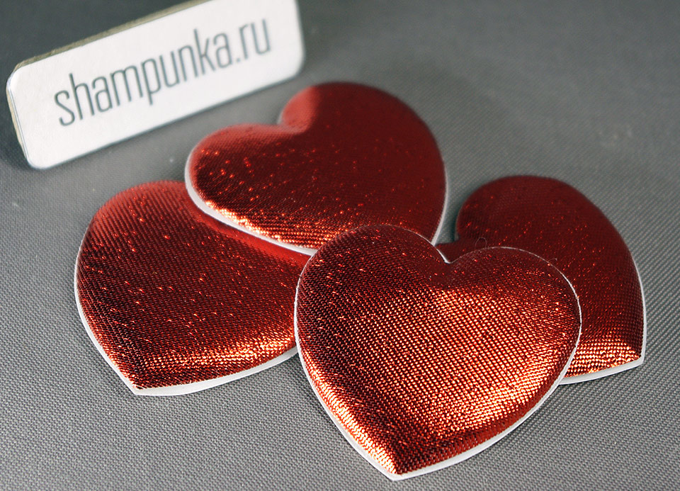Спанч Сердце парчовое красное — наклейка декоративная, 1 шт.