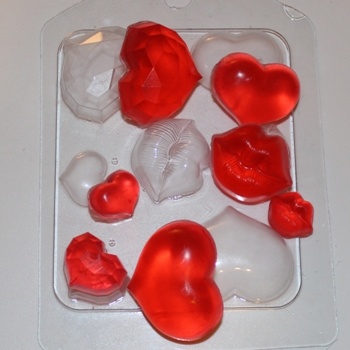 Сердечки-поцелуйчики — форма пластиковая для мыла