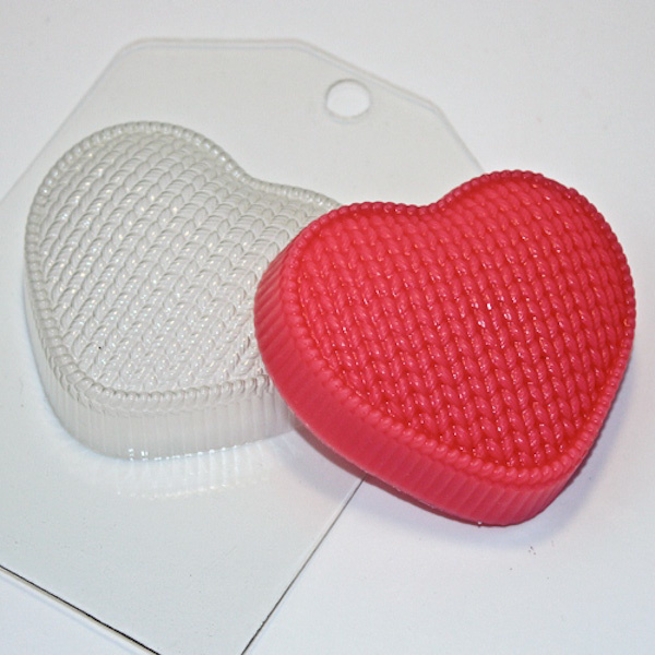 Сердце вязаное — форма пластиковая для мыла