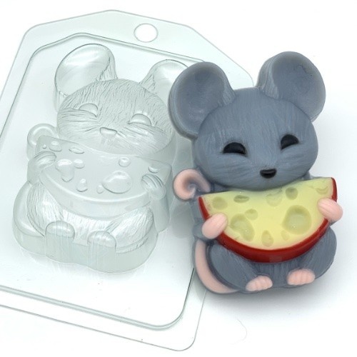 Мышка с полукруглым сыром — форма пластиковая для мыла