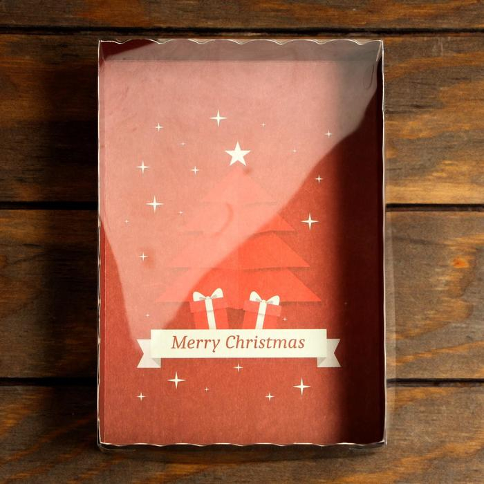 Коробочка подарочная с прозрачной крышкой "Счастливого Рождества" 22*15*3