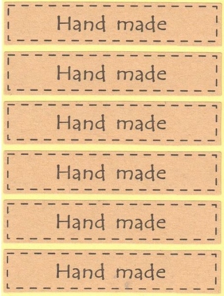 Hand made (прямоугольник) — наклейка декоративная, 6 шт.